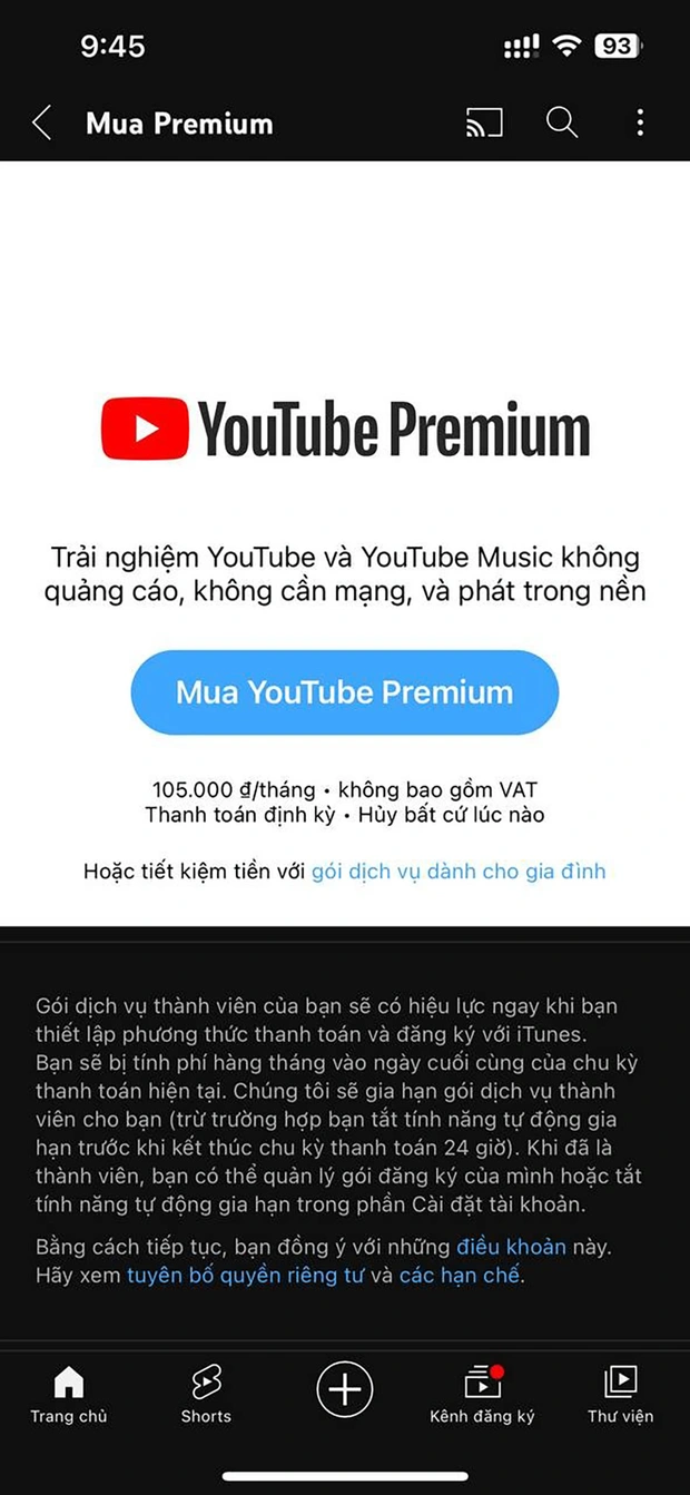 Người dùng iPhone chịu "thiệt thòi" khi YouTube Premium cập bến Việt Nam Người dùng iPhone chịu "thiệt thòi" khi YouTube Premium cập bến Việt Nam