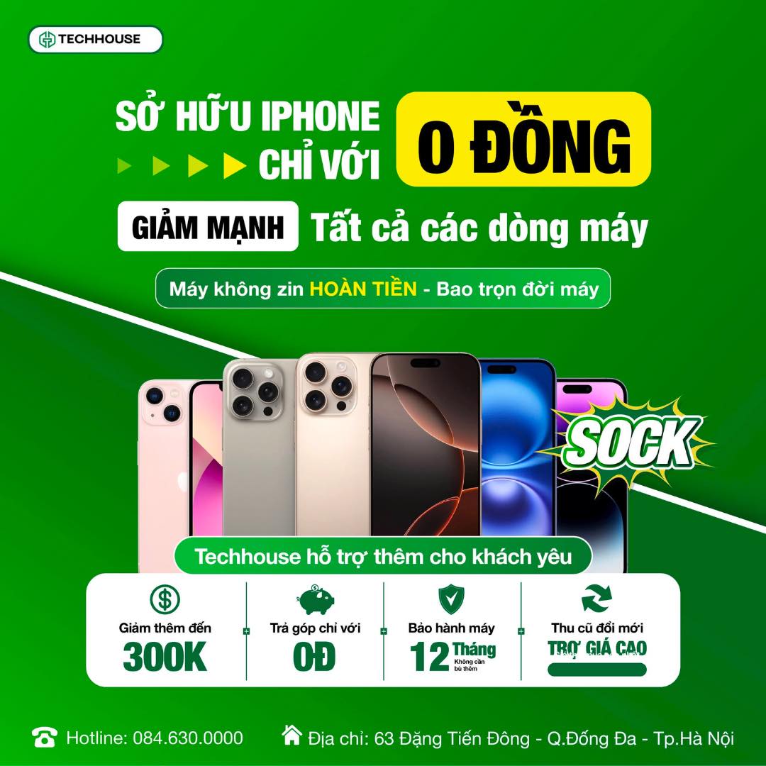 Hướng dẫn trả góp 0% lãi suất tại Techhouse