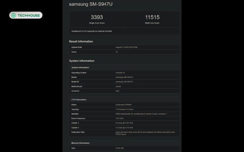 Hiệu suất Snapdragon 8 Elite 2 trên Geekbench