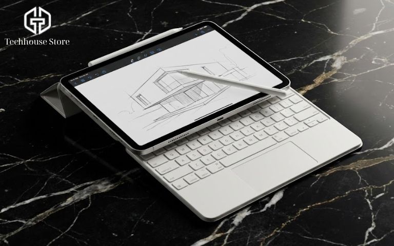 Nên mua iPad hay Laptop năm 2025? So sánh M4 và Intel từ chuyên gia Tech House Mobile Sắp đặt nghệ thuật bộ iPad Pro và phụ kiện cao cấp trên bàn đá