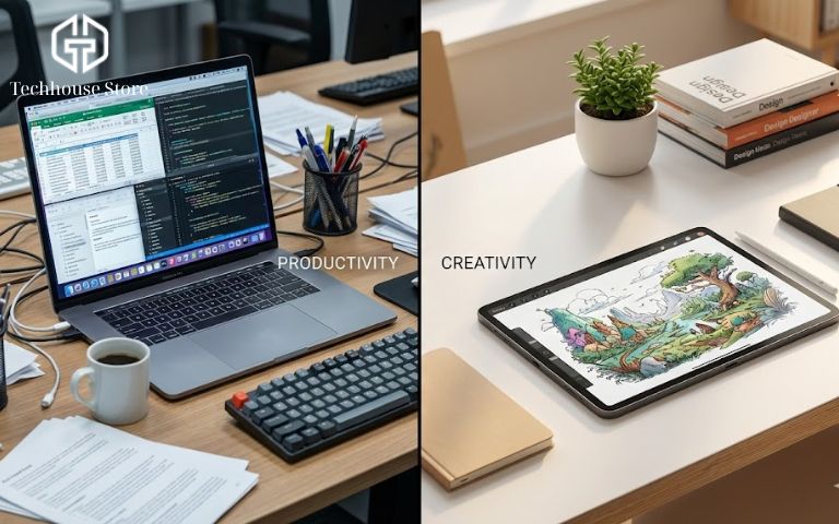 so sánh không gian làm việc giữa ipad và laptop cho dân văn phòng