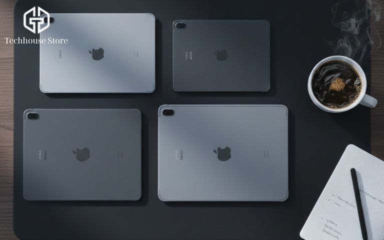 Có nên mua iPad cũ cuối 2025? Kinh nghiệm chọn máy "ngon" và cách test chuẩn bộ sưu tập các dòng ipad cũ phổ biến năm 2025 trên bàn làm việc hiện đại