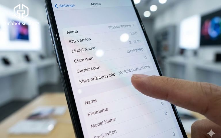 giao diện cài đặt iphone hiển thị trạng thái khóa nhà cung cấp carrier lock