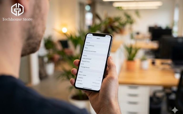 màn hình cài đặt iPhone hiển thị thông báo linh kiện chính hãng Apple