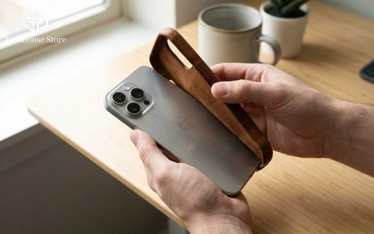 iPhone Nóng Máy Hao Pin: Nguyên Nhân & Cách Xử Lý Hiệu Quả (2025) Người dùng tháo ốp lưng dày để giúp iPhone tản nhiệt nhanh hơn.