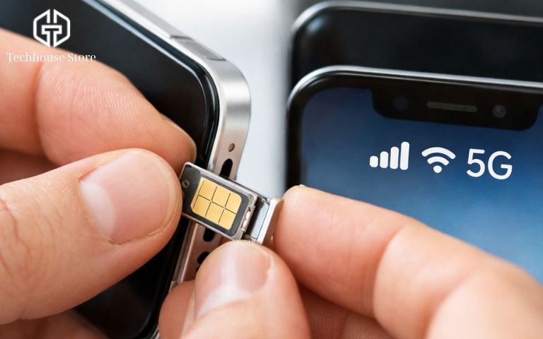 người dùng lắp sim kiểm tra sóng iphone để tránh mua phải máy lock câu sim ghép