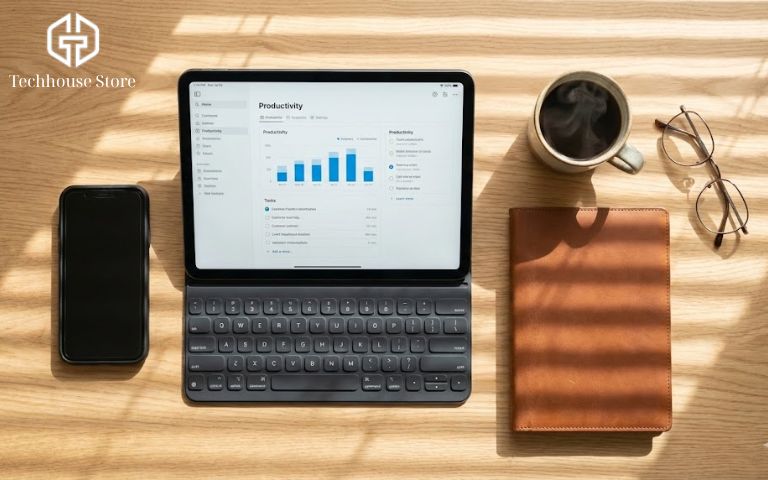 Nên mua iPad hay Điện thoại? Khi nào iPad là khoản đầu tư xứng đáng nhất? bố trí bàn làm việc thông minh với iPhone cũ và iPad mới