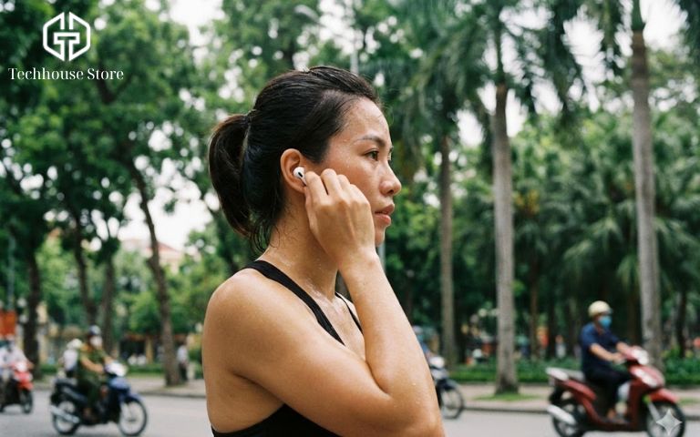 Đánh giá AirPods Pro 2 USB-C: 7 lý do ĐỪNG MUA nếu bạn chưa biết điều này người việt nam chạy bộ trong công viên đang chỉnh lại tai nghe in-ear