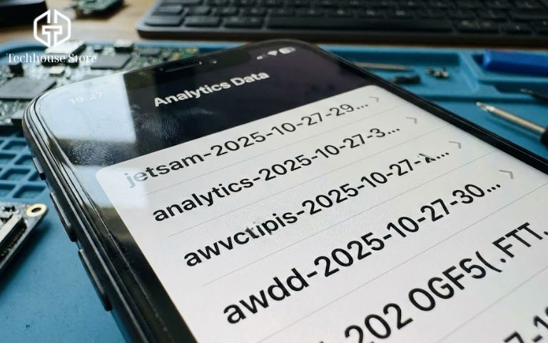 Top 11 cửa hàng iPhone uy tín ở Đống Đa - Hà Nội (2025) Màn hình cài đặt iPhone hiển thị phân tích dữ liệu Panic Full cảnh báo phần cứng lỗi.