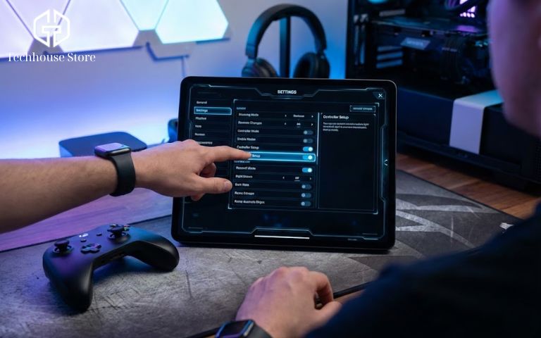 Hướng Dẫn Cách Kết Nối Tay Cầm Với iPad (PS4/PS5/Xbox) Chỉ Trong 30 Giây Giao diện cài đặt bên trong game trên iPad hiển thị tùy chọn chuyển đổi sang chế độ điều khiển bằng tay cầm.