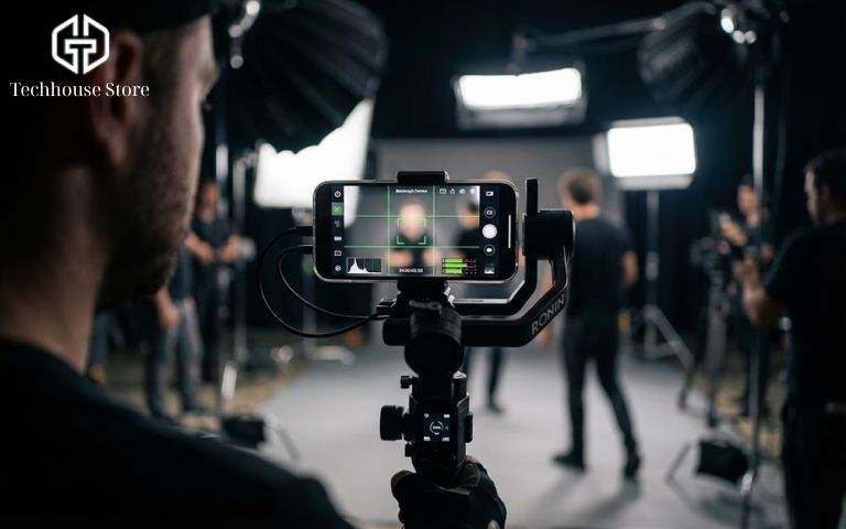 Top 15+ App Chụp Ảnh Đẹp Trên iPhone Miễn Phí 2026 Cận cảnh màn hình iPhone đang mở ứng dụng Blackmagic Camera với các thông số chuyên nghiệp như biểu đồ Histogram và lấy nét Focus Peaking.