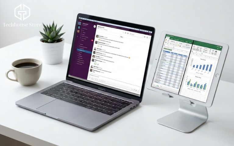 Đừng Vứt Xó! 10 Cách Tận Dụng iPad Cũ Hữu Ích & Tiết Kiệm Nhất Thiết lập iPad cũ làm màn hình phụ thứ hai bên cạnh laptop để tối ưu hóa không gian và tăng năng suất làm việc văn phòng.