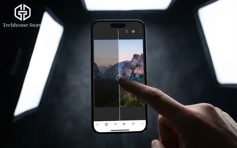 Top 15+ App Chụp Ảnh Đẹp Trên iPhone Miễn Phí 2026 Màn hình chia đôi so sánh ảnh gốc tối màu và ảnh sau khi chỉnh sáng rực rỡ bằng Snapseed.