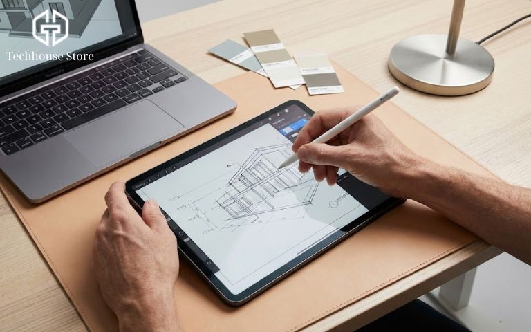 Hướng dẫn biến iPad thành màn hình phụ cho Mac & PC: Miễn phí, Không Giật Lag Chuyên gia thiết kế đồ họa sử dụng Apple Pencil vẽ trực tiếp trên iPad khi làm màn hình phụ cho máy tính.