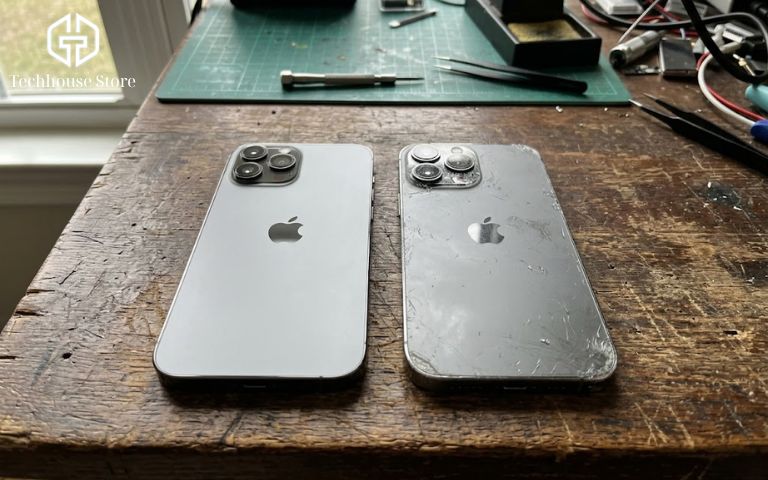 Máy 99% là gì? Phân biệt với Like New, Fullbox, Nobox và Máy Trần So sánh ngoại hình giữa điện thoại Like New 99% nguyên bản và điện thoại 95% có nhiều vết xước móp.