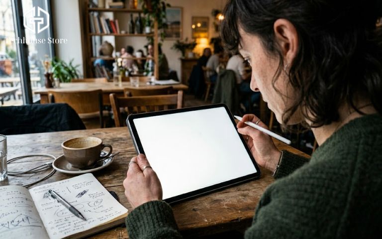 Khi mua iPad cũ để vẽ, cần mở nền trắng và kiểm tra kỹ toàn bộ màn hình để phát hiện điểm chết hoặc ám màu.