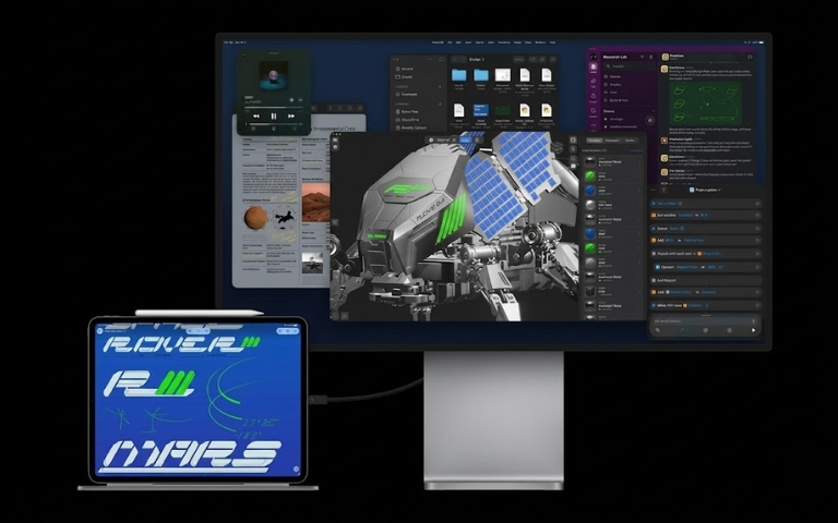 iPad Pro M5 kết nối màn hình ngoài trong workflow thiết kế đồ họa