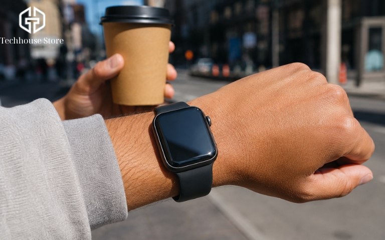 Pin Apple Watch dùng được bao lâu? Thực tế với Series 3, 4 và 5 cũ Người dùng đeo Apple Watch cũ trong bối cảnh sử dụng hằng ngày ngoài phố