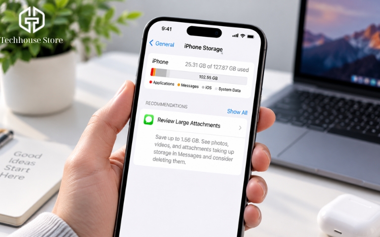 Cách cập nhật iOS 27 đúng cách trên iPhone Người dùng kiểm tra Dung lượng iPhone khi chuẩn bị cập nhật iOS 27.