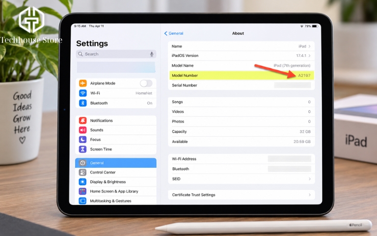 Cách kiểm tra iPad cũ chuẩn từng bước trước khi xuống tiền Kiểm tra Model Name và Model Number của iPad trong phần Giới thiệu