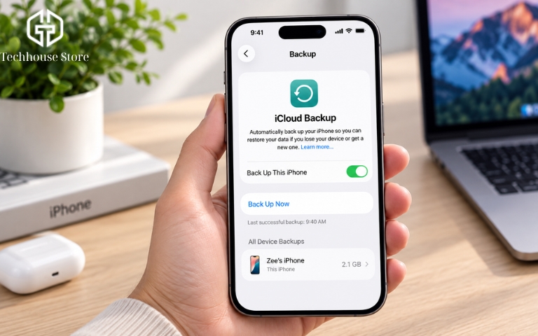 Cách cập nhật iOS 27 đúng cách trên iPhone Màn hình iCloud Backup trên iPhone trước khi cập nhật iOS 27 Beta.