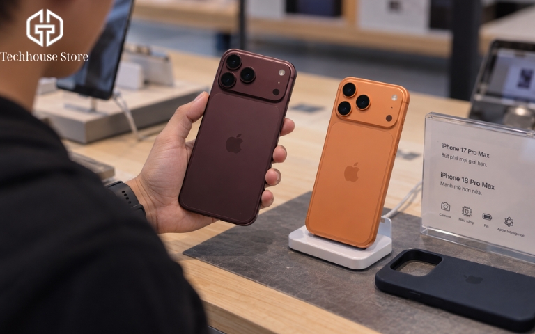iPhone 18 Pro Max vs iPhone 17 Pro Max: Khác gì, có đáng nâng cấp? So sánh iPhone 18 Pro Max và iPhone 17 Pro Max tại khu trải nghiệm trước khi quyết định nâng cấp.