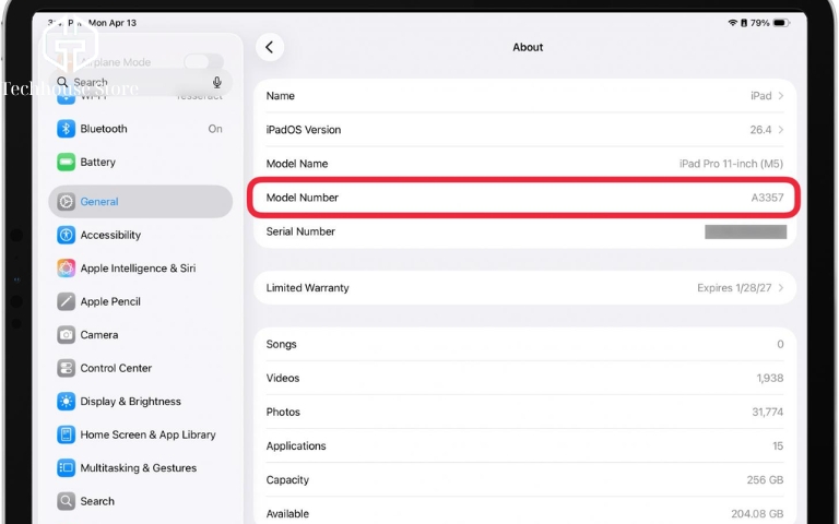 Cách chọn iPad mới nhất 2026 phù hợp nhu cầu từng dòng máy Kiểm tra số kiểu máy iPad trong Cài đặt chung, Giới thiệu.