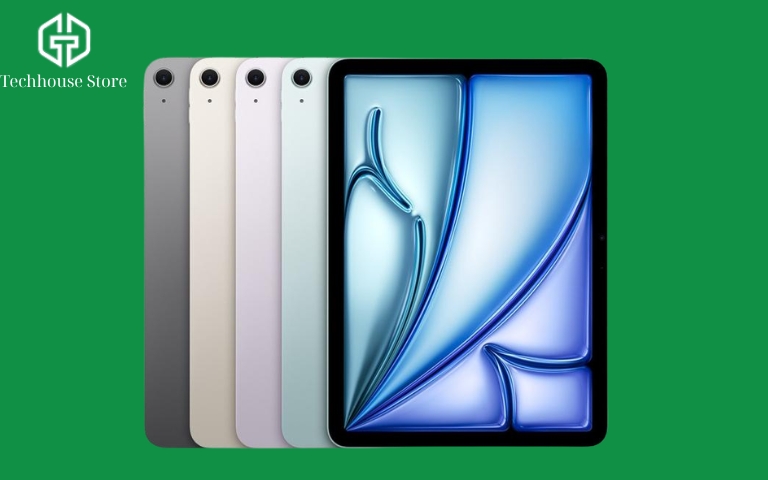iPad Air M4 với bốn màu sắc hiện hành năm 2026.